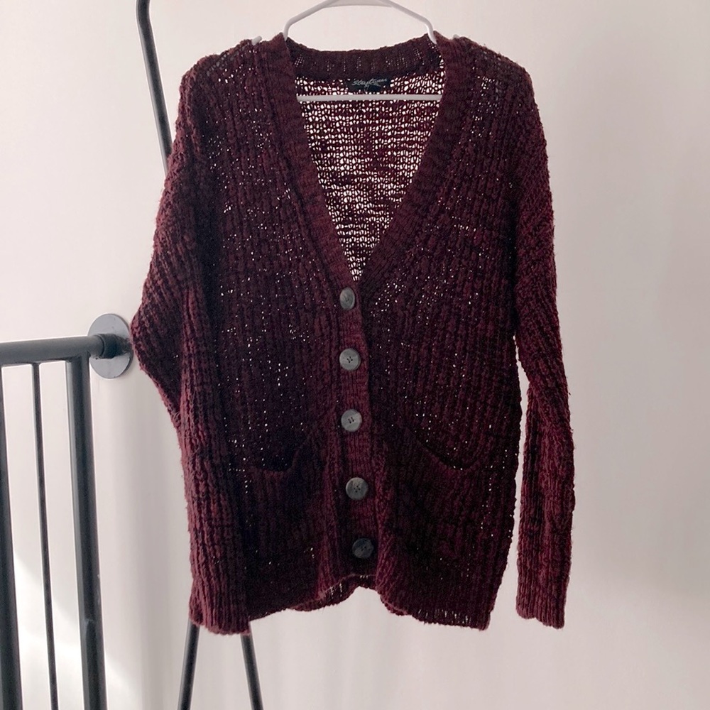 Red Button Up Cardigan - Picture 2 of 4